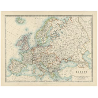 Antique Map of Europe, 1903 For Sale