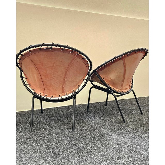 Animal Skin Mid-Century Modern Suede Ballon Lounge Chairs by Hans Olsen for Lusch & Co., 1950s, Set of 2 For Sale - Image 7 of 15