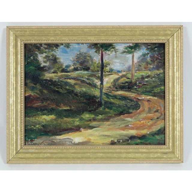 Paint American School Oil on Board Landscape Painting, 19th Century For Sale - Image 7 of 7