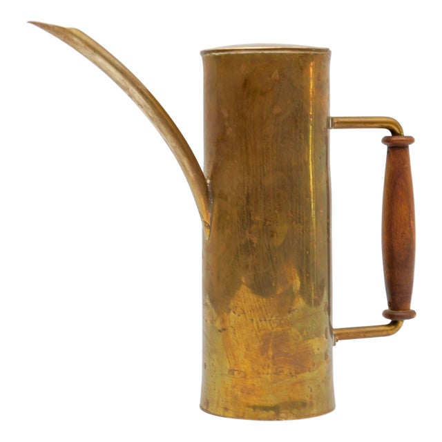 Bauhaus Brass and Wood Watering Can, Germany, 1950s For Sale