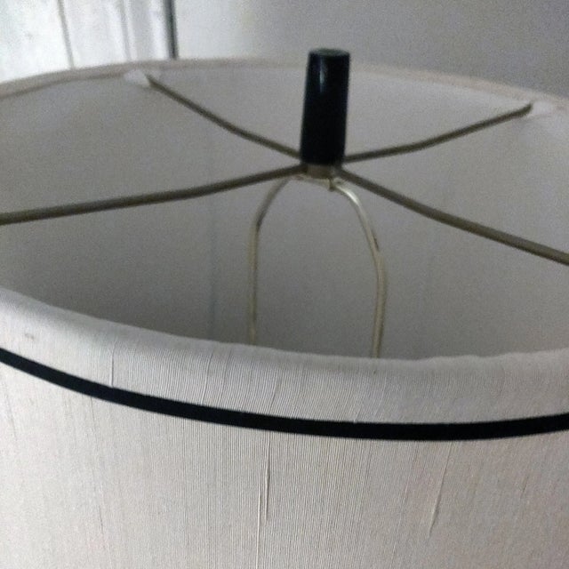 Ecru Matte Glazed Monumental Ecru Toned Clay Urn Shaped Table Lamp & Banded Ivory Lamp Shade For Sale - Image 8 of 12