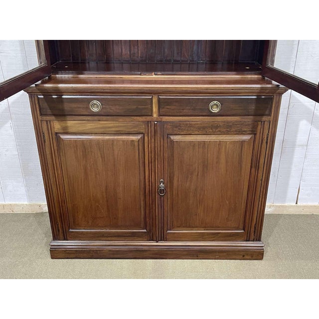 English Walnut 2-Part Bookcase, Early 20th Century For Sale - Image 15 of 18