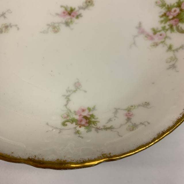 Limoges, France Mid 20th Century Theodore Haviland French Limoges Tea Cup Setting W/ Saucers and Small Plates, Delicate Sprays of Pink Flowers - Service for 4 For Sale - Image 4 of 11