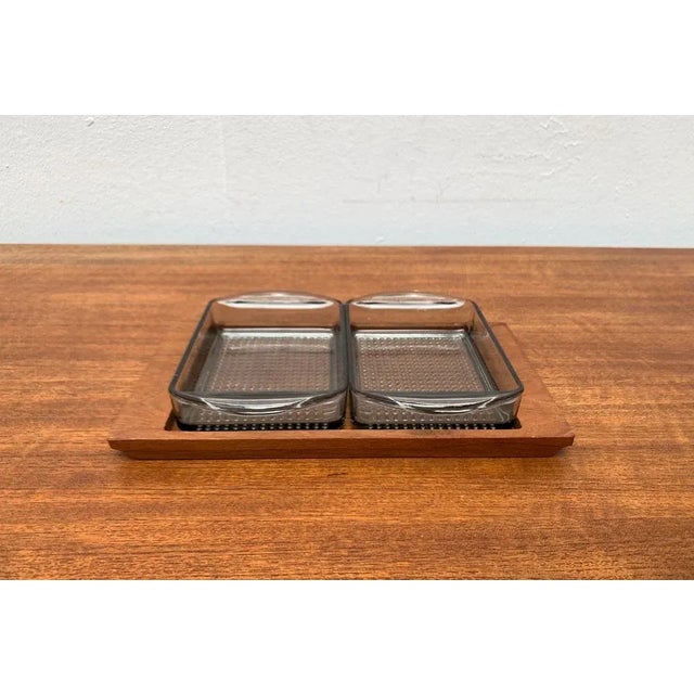 Mid-Century Danish Teak Tray with Glasses from Lüthje Wood, Set of 3 For Sale - Image 13 of 13