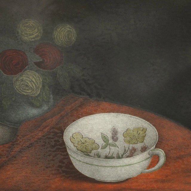 Mid-Century Modernist Mezzotint Still Life by Tomoe Yokoi For Sale - Image 4 of 9