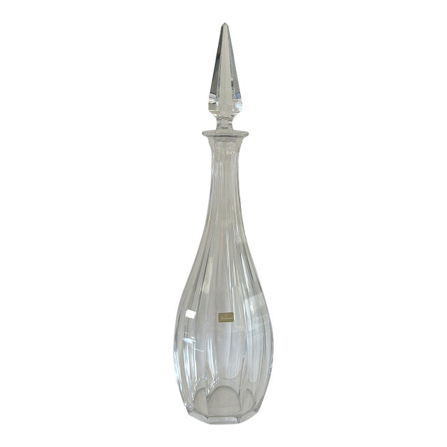 Signed Vintage Baccarat Crystal Decanter — Teardrop Form With Original Label For Sale