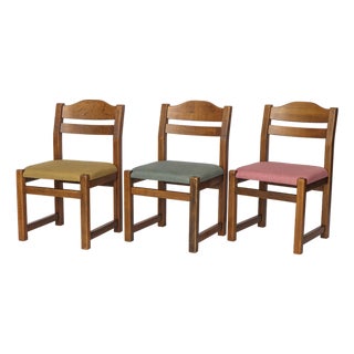 Vintage Dining Chairs in Stained Beech, 1960s, Set of 5 For Sale