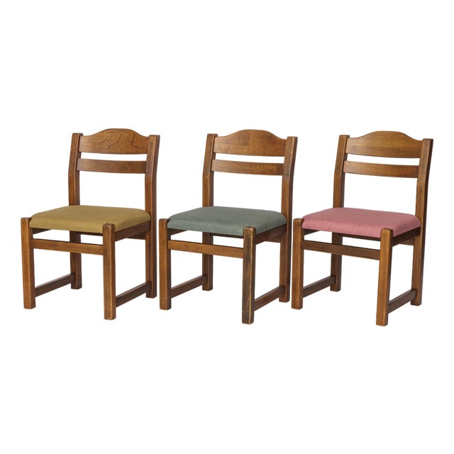 Vintage Dining Chairs in Stained Beech, 1960s, Set of 5 For Sale