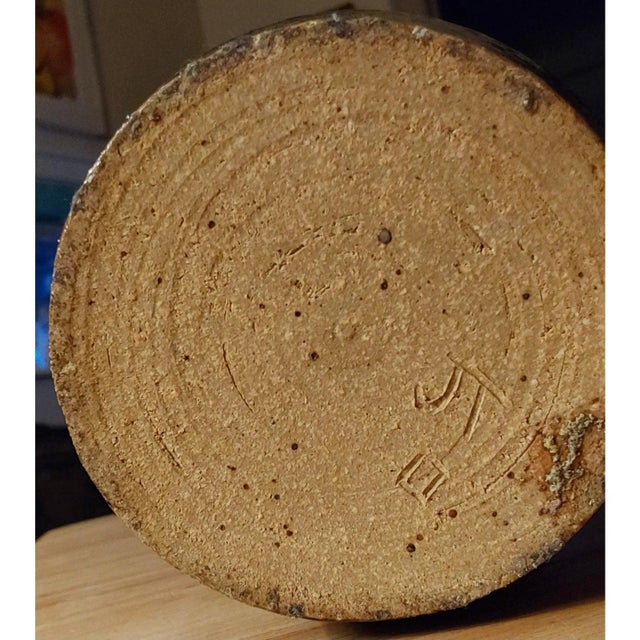 Mid-Century Ceramic Highly Textured Lidded Jar, Signed J T Brutalist / Fat Lava Style For Sale - Image 4 of 7