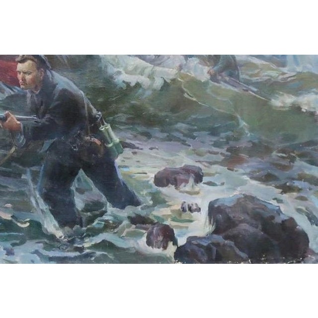 1970s Soviet Battle Oil Painting, Ukrainian Artist, 1970s 140-210 For Sale - Image 5 of 6