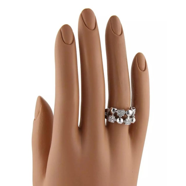 Bvlgari Bulgari Lucia Diamond 18k White Gold Geometric Shape Flex Band Ring For Sale In Miami - Image 6 of 6