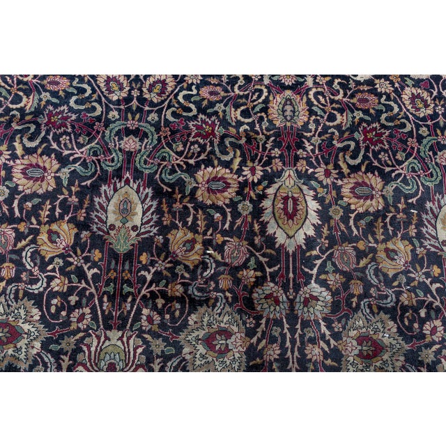 Fine Antique Persian Kirman Botanic Handmade Wool Carpet For Sale - Image 4 of 10