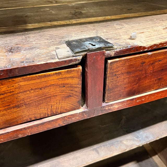 19th Century Elegant Antique Red Chinese Cabinet Wedding Chest For Sale - Image 11 of 12