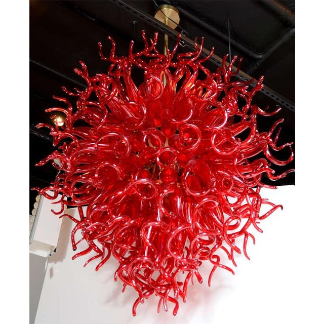 Chihuly Style "Medusa" Fuoco Red Murano Glass Chandelier Chairish