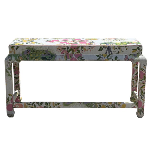 Schumacher “Citrus Garden” Wrapped Ming Style Console Table For Sale - Image 15 of 18