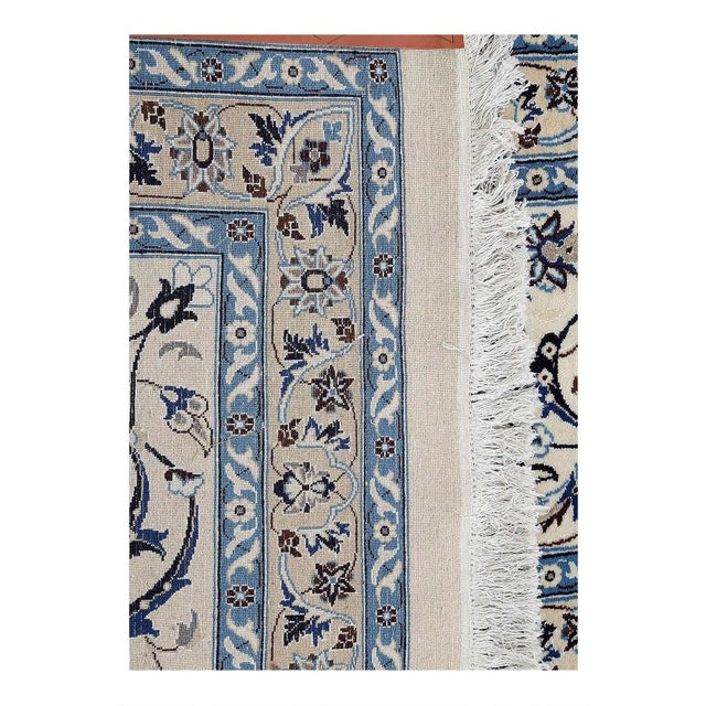 Fine Hand Knotted Persian Silk & Wool Nain For Sale - Image 4 of 4