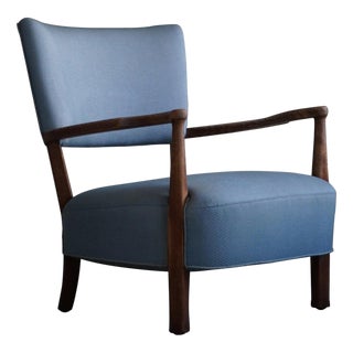 Danish Modern Curved Lounge Chair in Oak attributed to Viggo Boesen, 1950s For Sale