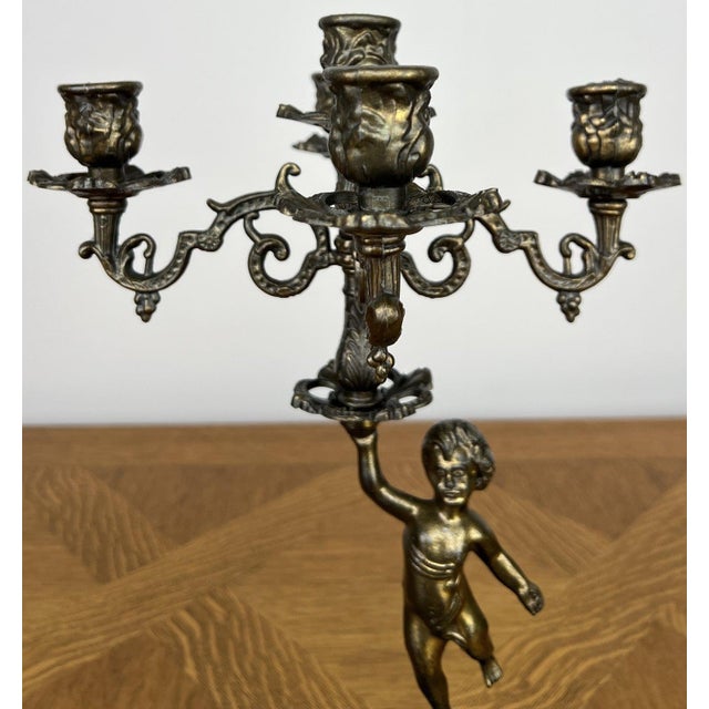 Vintage French Cherub Ornate Candleholder For Sale - Image 3 of 13