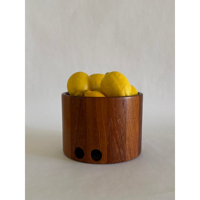 1960s Birgit Krogh Woodline Teak Cheese Board With Cover / Bowl For Sale - Image 4 of 10