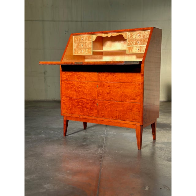 Vintage Secretaire in Elm/Burr Wood, 1950s For Sale - Image 3 of 6