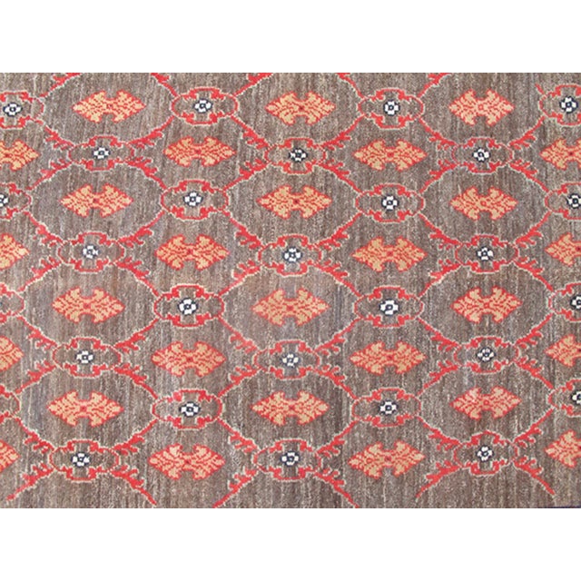 Measures: 3'11 x 7'2. Vintage Turkish Tulu Rug with Repeating Botanical Motifs in Coral on Gray Field. Keivan Woven Arts /...