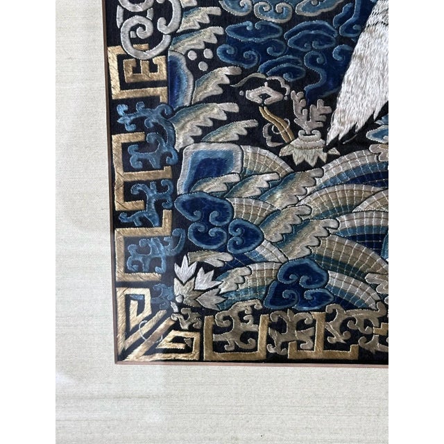 Late 19th Century Framed Chinese Qing Dynasty Embroidered Sixth Rank Badge For Sale - Image 9 of 10