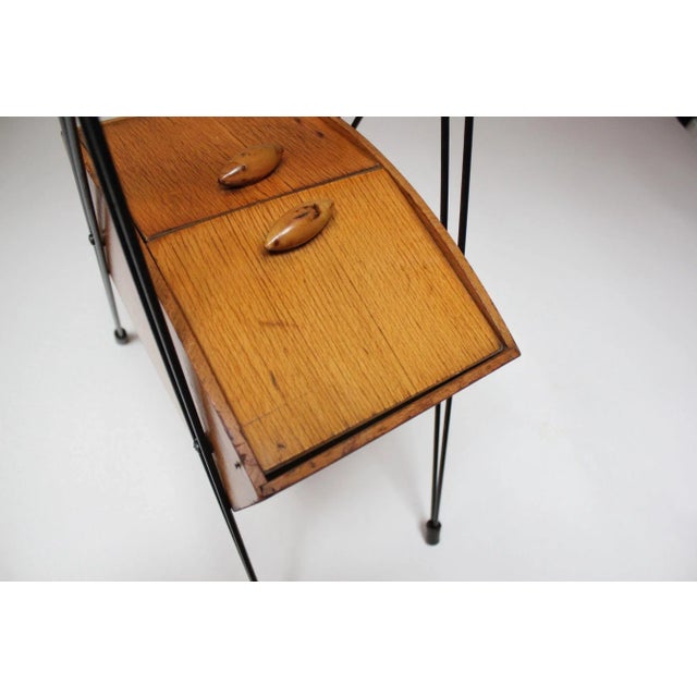 Brown Petite Mid-Century Italian Maple and Metal Sewing Box For Sale - Image 8 of 12