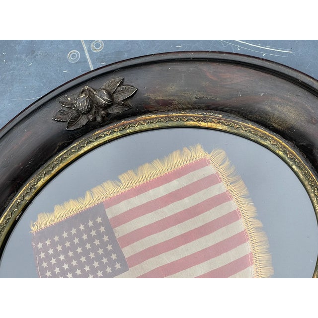 1940s 1940s American Flag in 19th Century Frame 48 Star With Gold Fringe Border For Sale - Image 5 of 7