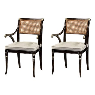 Contemporary Regency Style Painted Armchairs - Set of 2 For Sale