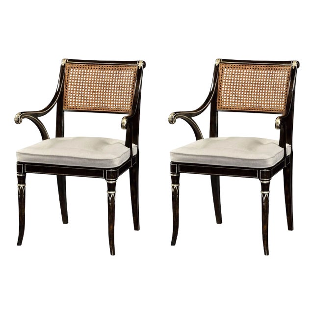 Contemporary Regency Style Painted Armchairs - Set of 2 For Sale