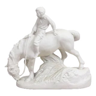 Biscuit Figurine of Boy on Horse For Sale