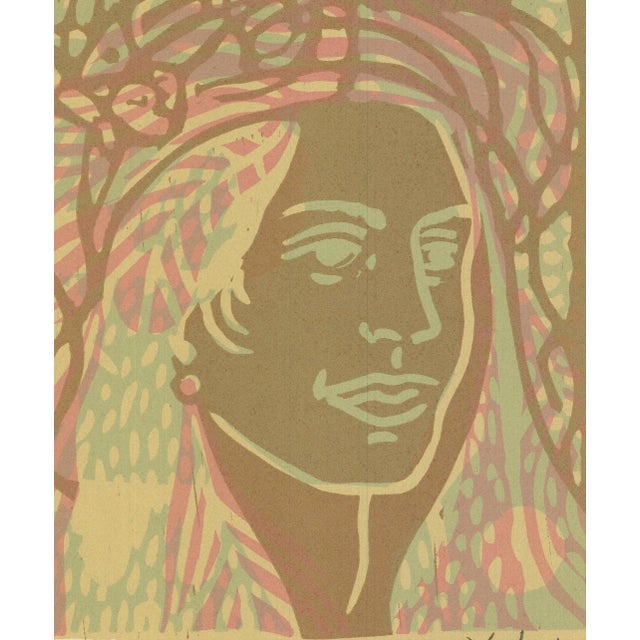 1970 Phyllis Lucas 'Ecstasy' Contemporary Neutral,Green,Brown Lithograph For Sale - Image 4 of 5