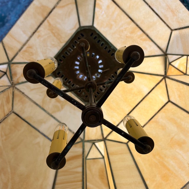 Antique Large Slag Glass Lantern Chandelier For Sale - Image 10 of 11