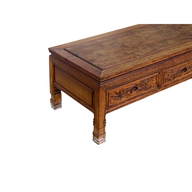 Sienna Vintage Natural Wood Pattern Rectangular Drawers Low Coffee Table For Sale - Image 8 of 13