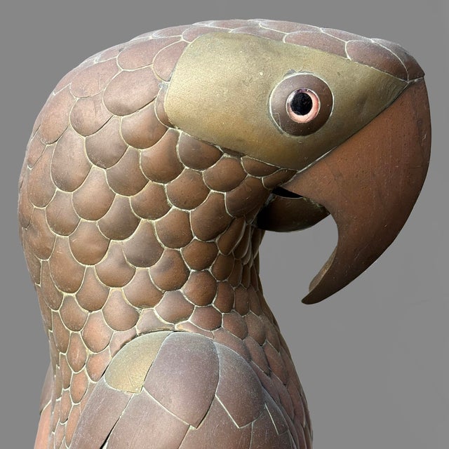 Sergio Bustamante Gorgeous Vintage Sergio Bustamante-Style Copper & Brass Parrot Sculpture For Sale - Image 4 of 13