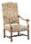 Antique Oak Armchair with Floral Upholstery For Sale