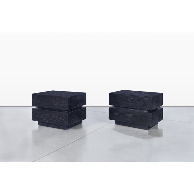 1980s Vintage Black Cerused Nightstands by Steve Chase For Sale - Image 5 of 14