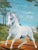 Custom Painted Equestrian White Horse Canvas Framed Fine Wall Art For Sale In West Palm - Image 6 of 10