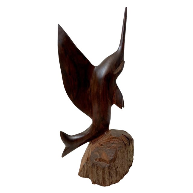 Hand Carved Ironwood Sailfish Marlin Statue Sculpture Dark Wood For Sale - Image 4 of 6