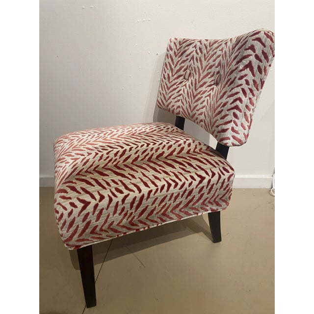 Mid-Century Modern Red Velvet Tiger Print Slip Chair For Sale - Image 3 of 4