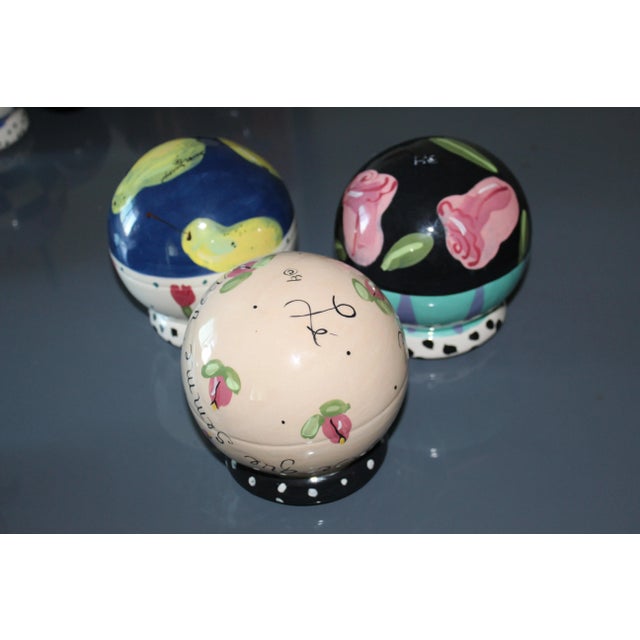 Black 80's Vintage J Jorgenson Ceramic Globes - Set of 3 For Sale - Image 8 of 8