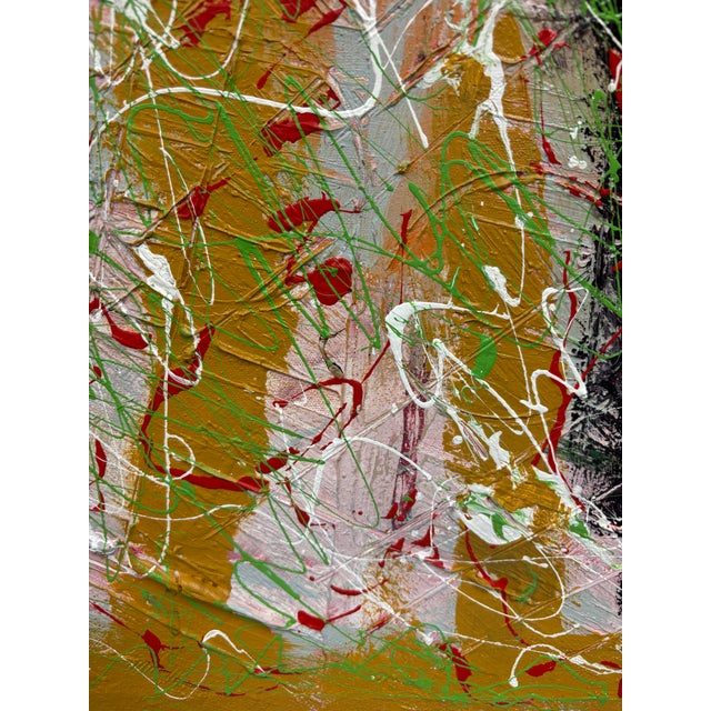 1970s Large Vintage Abstract Surrealist Oil Painting 46 X 34 For Sale - Image 5 of 7