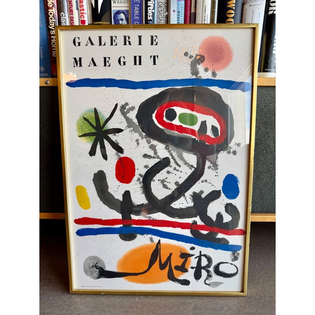 White 60s Miró Galerie Maeght Exhibition Lithograph Print Professional Frame For Sale - Image 8 of 12