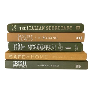 Early 21st Century Olive and Wheat Book Stack of Contemporary Titles - Set of 5 For Sale
