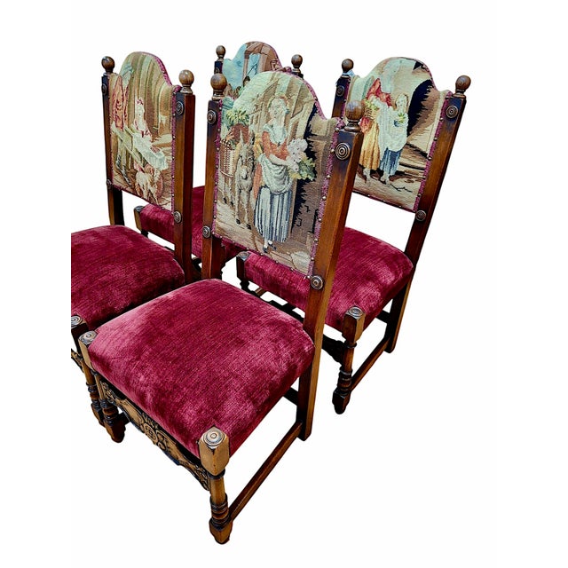 Set of Four Baroque-Style Needlepoint Chairs For Sale - Image 4 of 15