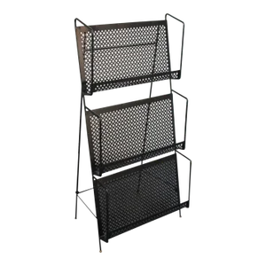 Large Mid-Century Modern Free-Standing Collapsable Metal Magazine Rack