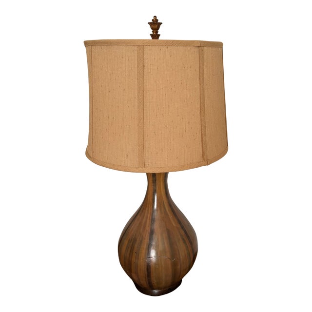 Mid Century Modern Style Slender Brown Table Lamp For Sale
