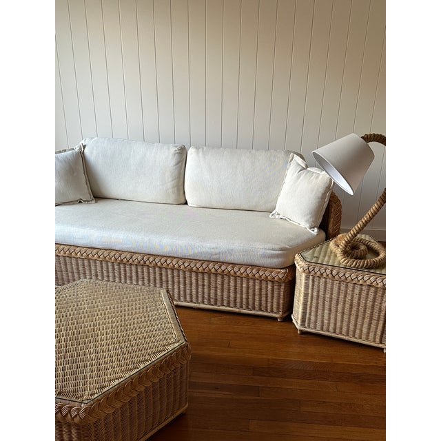 Vintage Brown Jordan Braided Wicker Sofa For Sale - Image 16 of 18