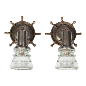 Vintage Nautically Themed Sconces - A Pair