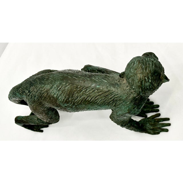 Great Looking & Decorative Vintage Mid Century Posing Monkey Figure - Heavy Solid Cast Bronze For Sale - Image 15 of 18